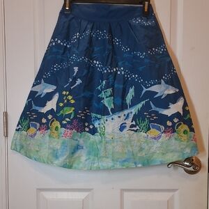 Modcloth Ocean Adventure Blue Midi Skirt-Sz-S